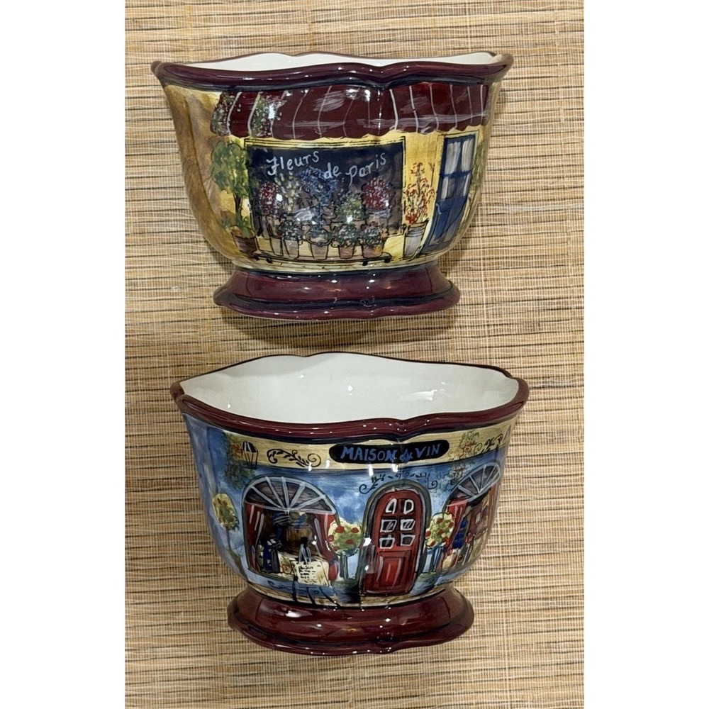 Vintage Certified International French Blvd. Set Of 2 Footed Bowls Kate Y2K‎